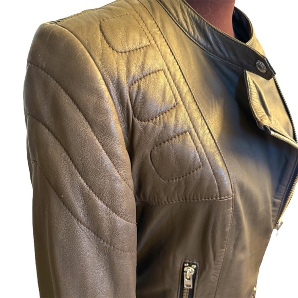 Closed Oakes Genuine 100% Lambskin Leather Moto Biker Jacket, Womens size Small - Picture 6 of 15